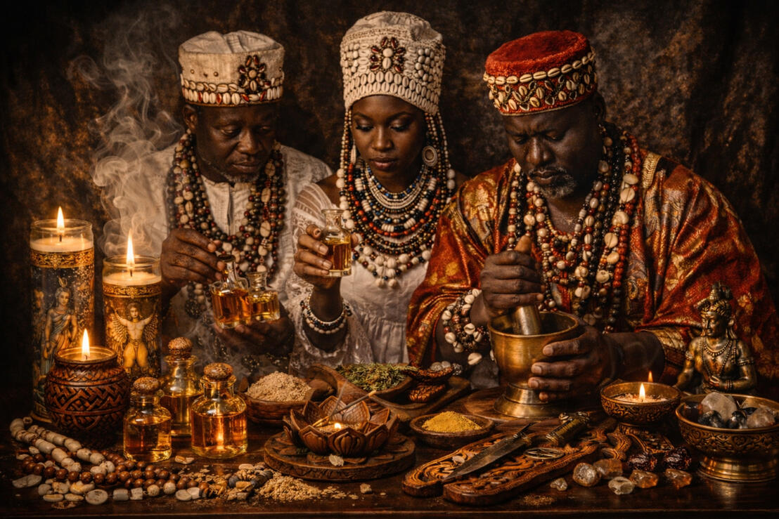 African Religious Spirituality Priests and Priestess doing magic and making medicine African priests and priestess making traditional medicine